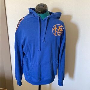 Dragon ball z blue, white, orange, and black long sleeve men’s hoodie